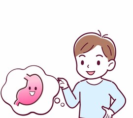 Cheerful boy in blue clothes