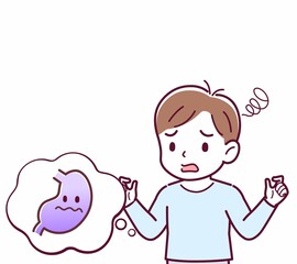 Cheerful boy in blue clothes