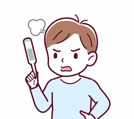 Cheerful boy in blue clothes