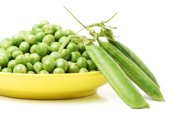 Fresh peas isolated on white background 
