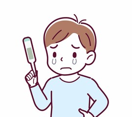 Cheerful boy in blue clothes