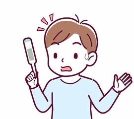 Cheerful boy in blue clothes