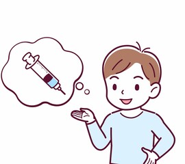 Cheerful boy in blue clothes