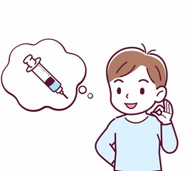 Cheerful boy in blue clothes