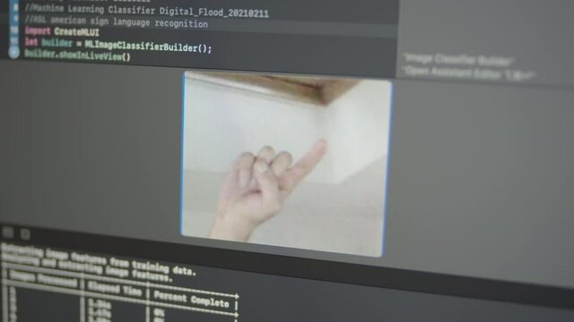 2.52 Real Neural Network Machine Learning Analyzes Images American Sign Language ASL Signs Recognition