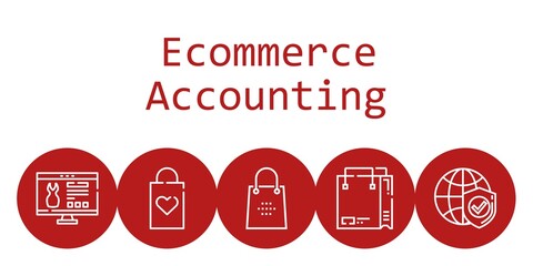 ecommerce accounting background concept with ecommerce accounting icons. Icons related shopping bag, website, internet