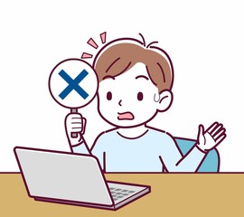 Cheerful boy in blue clothes