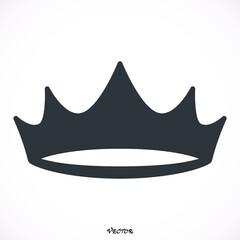 Crown icon. Single high quality outline symbol for web design or mobile app. Black outline pictogram on white background
