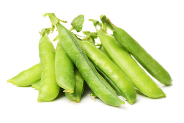 Fresh peas isolated on white background 