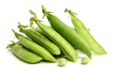 Fresh peas isolated on white background 