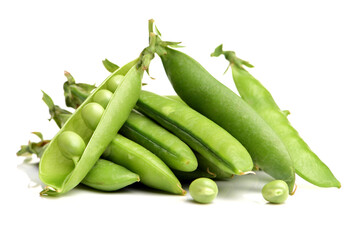 Fresh peas isolated on white background 
