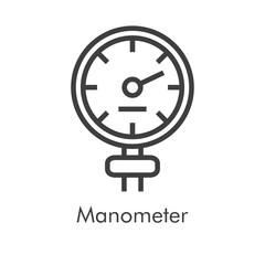 Icono de manómetro en lineas de color gris