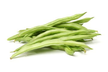 green beans on white background