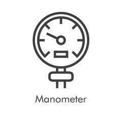 Icono de manómetro en lineas de color gris
