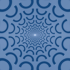 Geometric blue circles layer by layer from center to edge blue tone symmetrical background