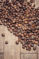 sprinkled grains on a wooden background aromatic drink cooking products