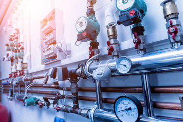 Boiler room equipment for modern heating system