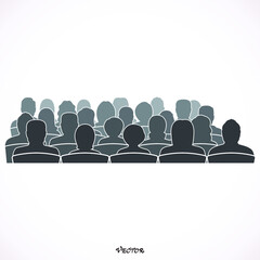 Silhouettes of Male, Female, Audience. 