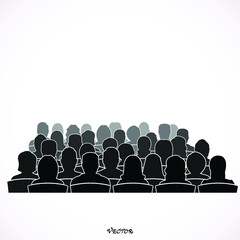 Silhouettes of Male, Female, Audiences. icon isolated on white background