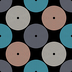 Striped figures. Mosaic with geometric shapes. Seamless pattern. Design with manual hatching. Textile. Ethnic boho ornament. Vector illustration for web design or print.
