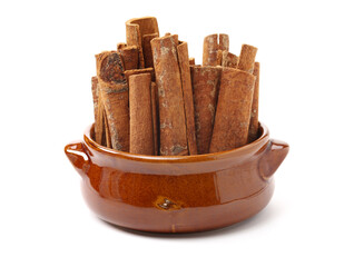 Cinnamon on a white background