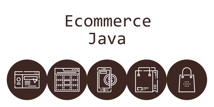 ecommerce java background concept with ecommerce java icons. Icons related shopping bag, website, web, online payment