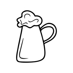 Hand drawn beer mug isolated on a white background. Celebration elements. Doodle, simple outline illustration. It can be used for decoration of textile, paper.
