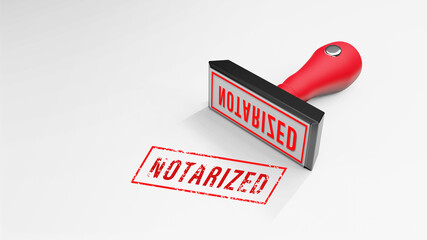 NOTARIZED rubber Stamp 3D rendering
