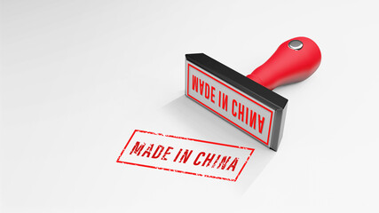 MADE IN CHINA rubber Stamp 3D rendering