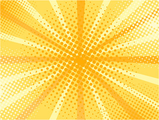 Vector yellow pop art background. Colorful cartoon retro background. Comics style