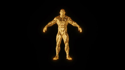 3d rendered illustration of Golden Bodybuilder Statue. High quality 3d illustration