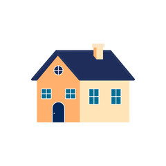 Cute house flat vector illustration isolated on a white background.