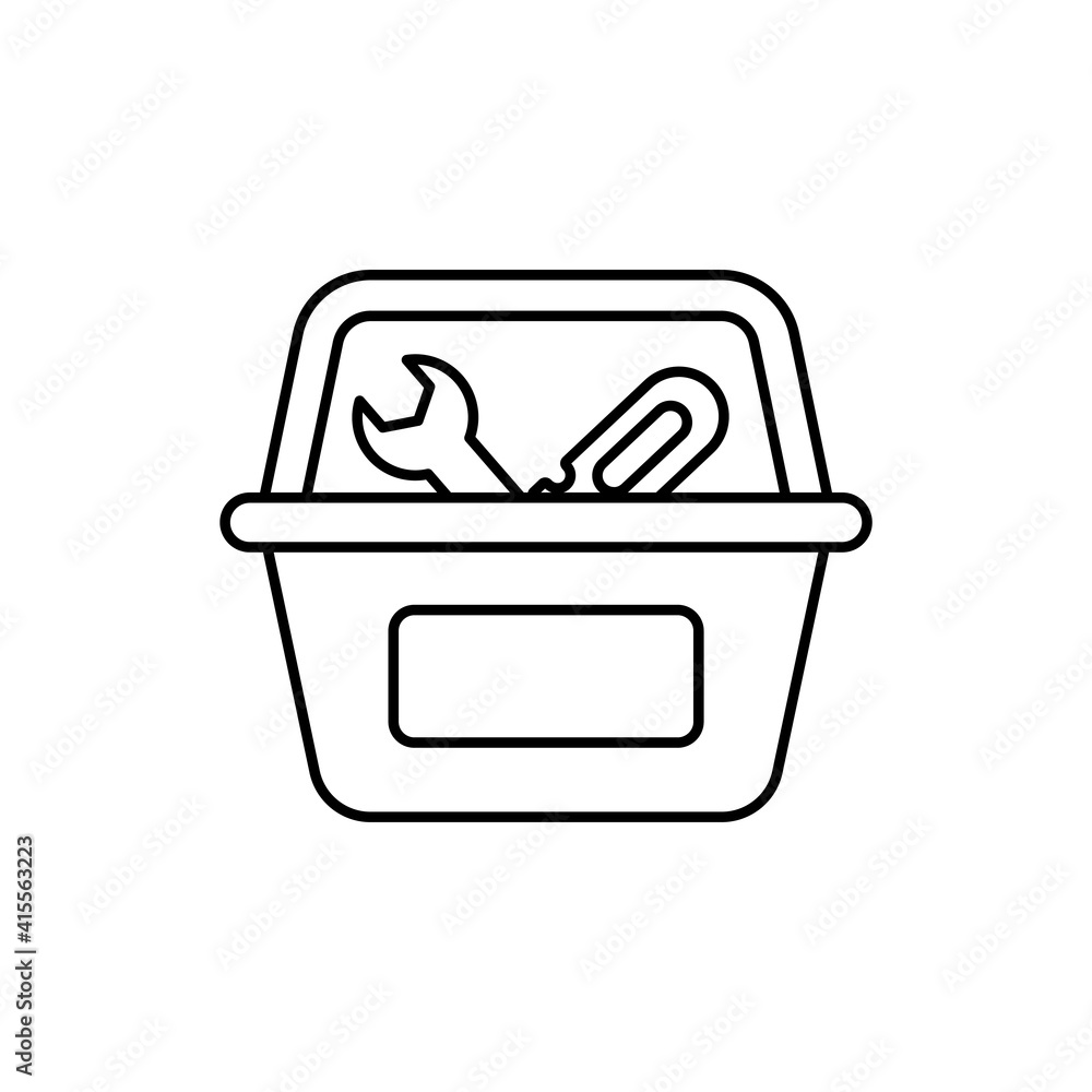 Aufkleber toolbox vector outline icon style illustration. eps 10 file