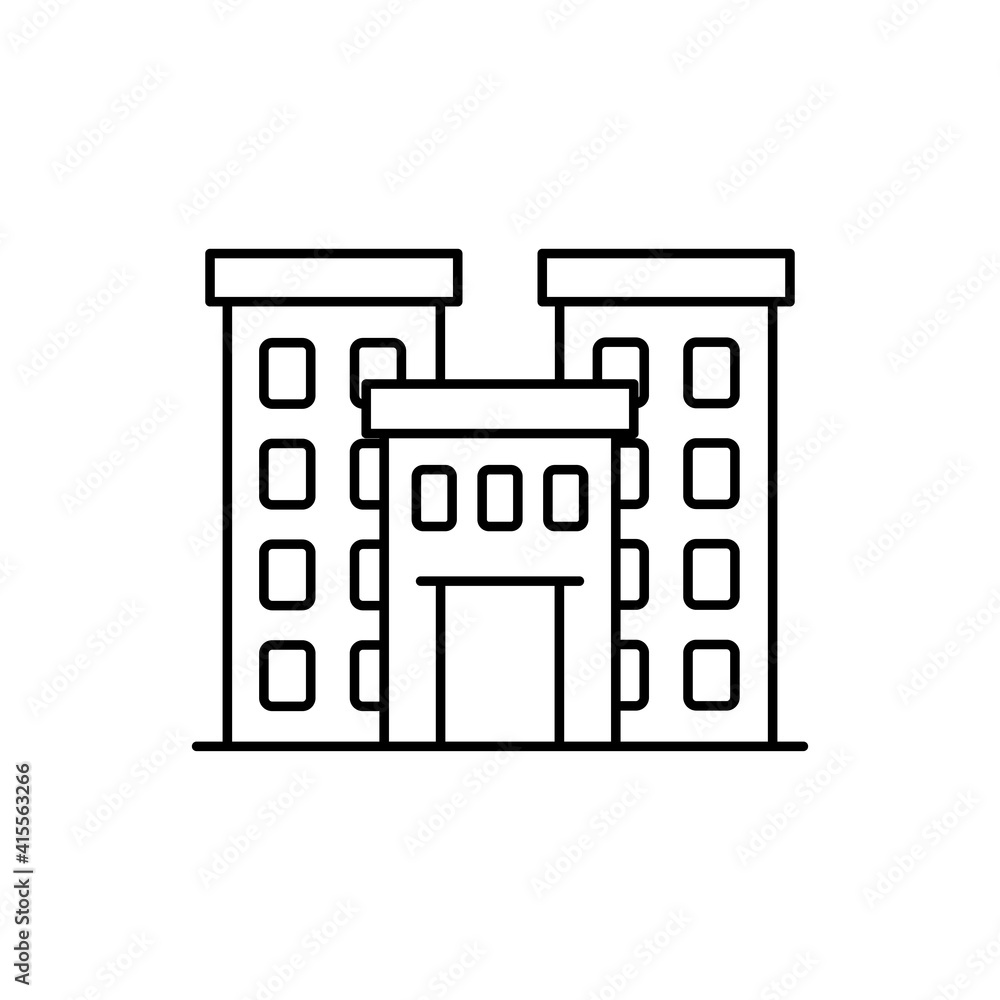 Poster new building vector outline icon style illustration. eps 10 file