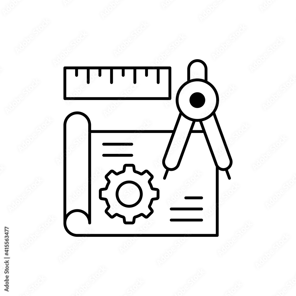 Poster engineering blueprint vector outline icon style illustration. eps 10 file