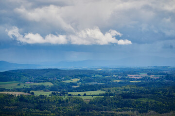 Obraz premium Aerial view of Czech countyside landscape