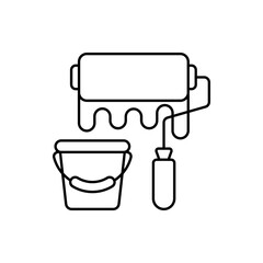 Paint Roller vector outline icon style illustration. EPS 10 file