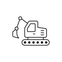 Excavator vector outline icon style illustration. EPS 10 file
