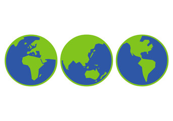 Mapa mundi por continentes en verde y azul