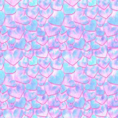 Seamless square background of blue hearts on a pink background. Love symbol. Festive background for Valentine's Day, March 8. Seamless background concept.