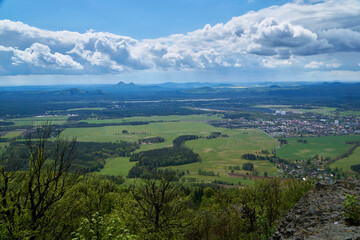 Fototapeta na wymiar Aerial view of Czech countyside landscape