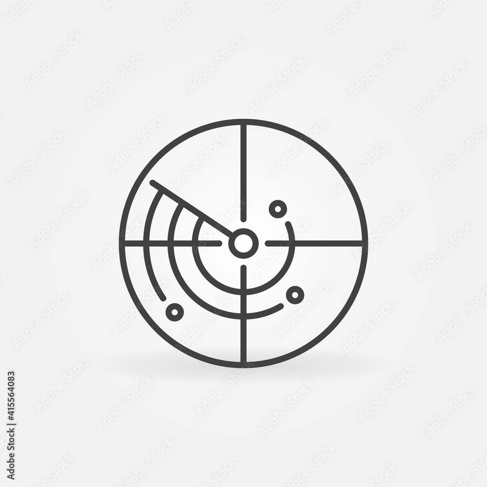 Poster radar or scan vector concept round icon or sign in outline style