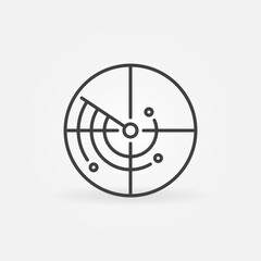 Radar or Scan vector concept round icon or sign in outline style