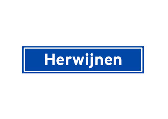 Herwijnen isolated Dutch place name sign. City sign from the Netherlands.