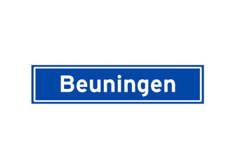 Beuningen isolated Dutch place name sign. City sign from the Netherlands.