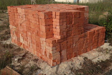 arrangement of bricks for housing construction