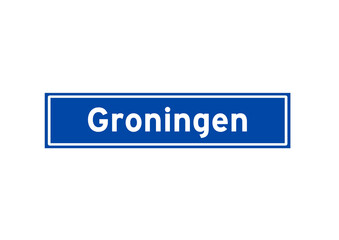 Groningen isolated Dutch place name sign. City sign from the Netherlands.