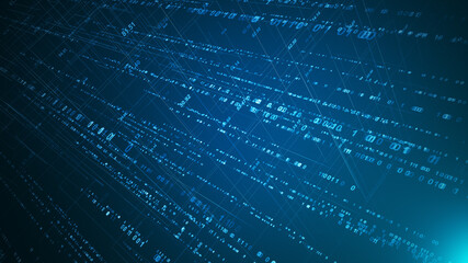 Digital network technology futuristic theme illustration concept. Abstract grid perspective graphic background.