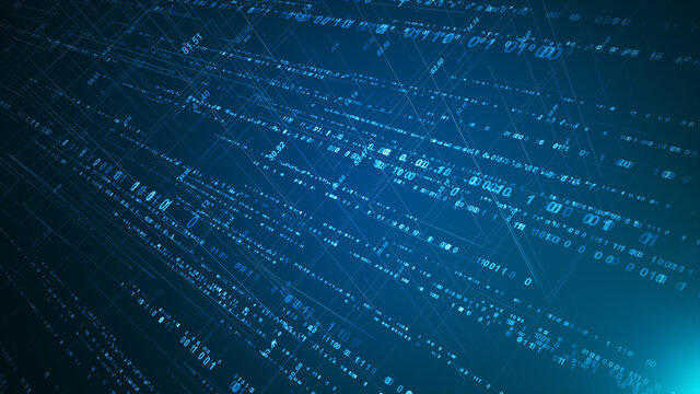 Digital network technology futuristic theme illustration concept. Abstract grid perspective graphic background.
