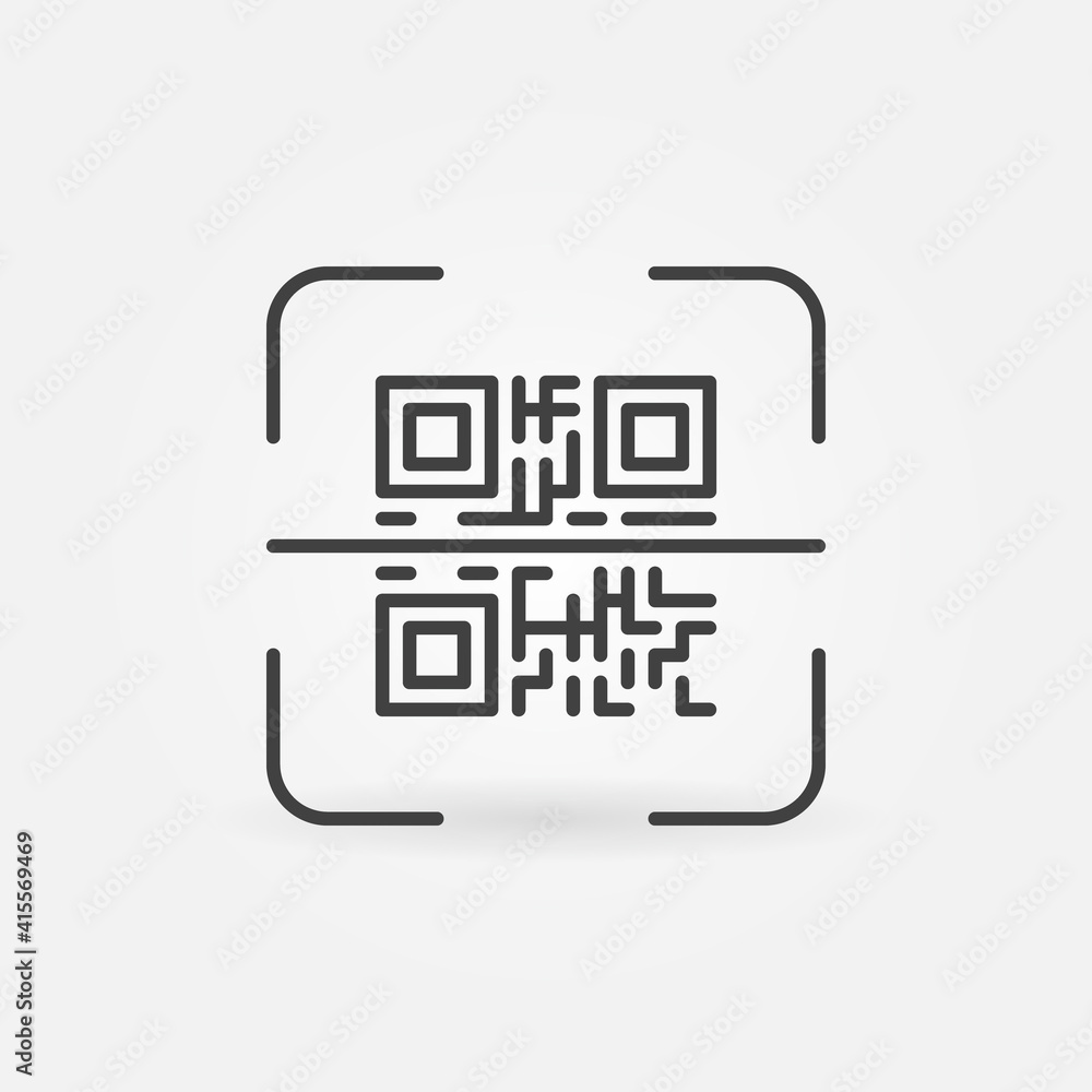 Poster qr code scan linear vector concept icon or logo element